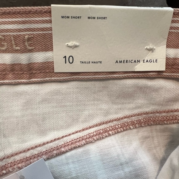 NWT American Eagle Pink White Striped Mom Shorts - Picture 3 of 3